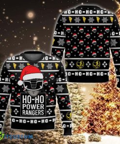 Black Ranger Ho-Ho Power Rangers Festivity Knitted Xmas 3D Sweater For Men And Women - Black Ranger Ho-Ho Power Rangers Ugly Christmas Sweater For Men And Women Photo 1