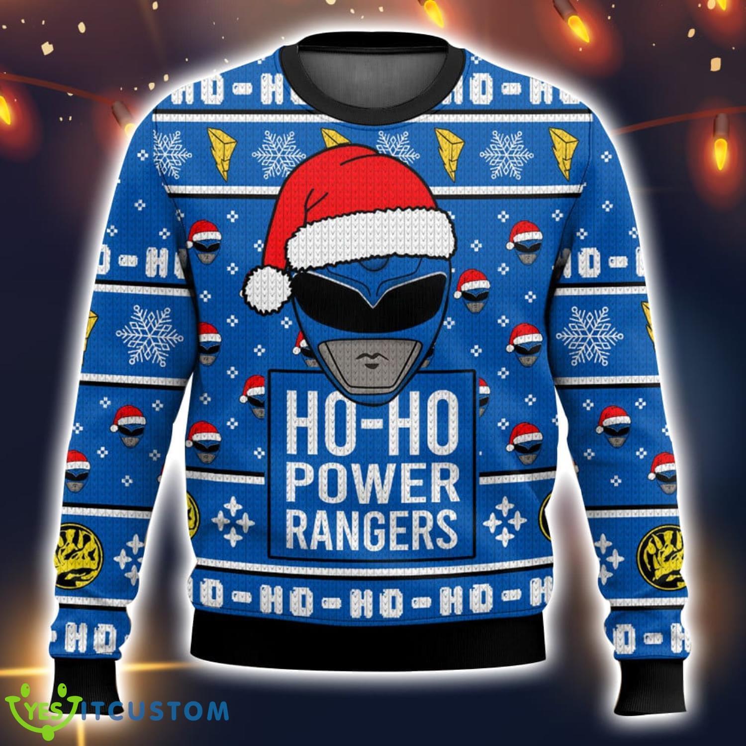 Blue Ranger Ho-Ho Power Rangers Ugly Christmas Sweater - YesItCustom
