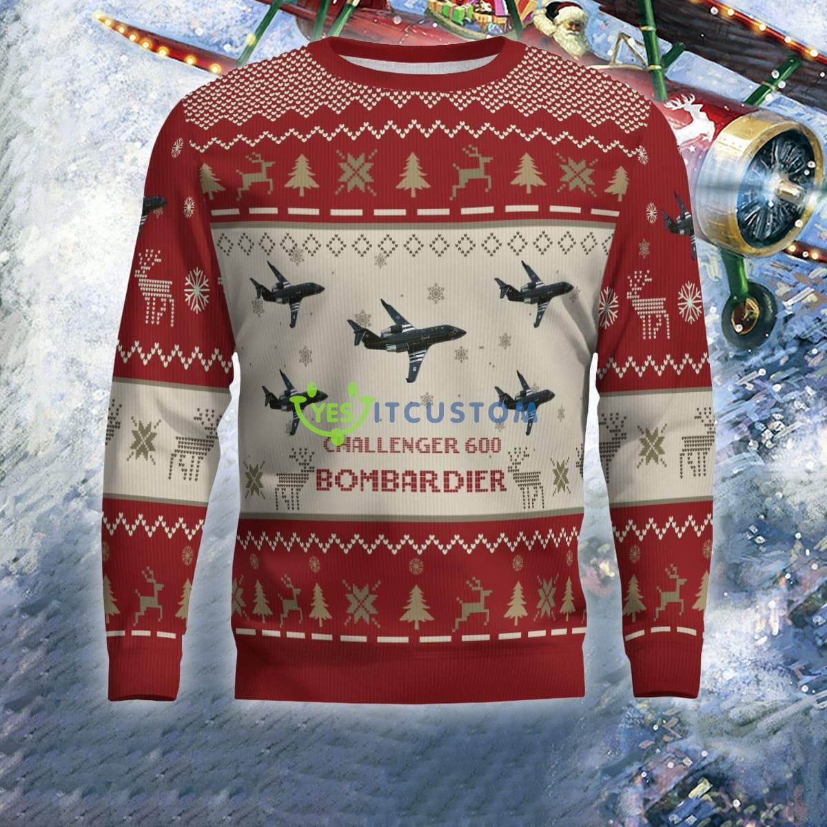 Bombardier Challenger 600 series Aircraft Red Knitted Christmas Sweater For Air Force 6 Bombardier Challenger 600 series Aircraft Red Knitted Christmas Sweater For Air Force - Bombardier Challenger 600 series Aircraft Ugly Christmas Sweater For Men And Women Red Photo 2