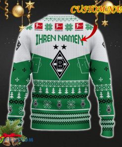Borussia Monchengladbach Snowflakes Tree Custom Name Ugly Christmas Sweater New For Fans Gift Holidays Christmas - Borussia Monchengladbach 3D Sweater Christmas Photo 3