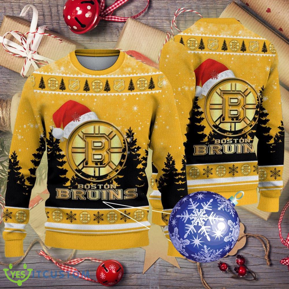 Boston Bruins Logo Golden Fans Santa Hat Tree Ugly Christmas Sweater 3 Boston Bruins Logo Golden Fans Santa Hat Tree Ugly Christmas Sweater - Boston Bruins Logo Golden Fans Santa Hat Tree Ugly Christmas Sweater