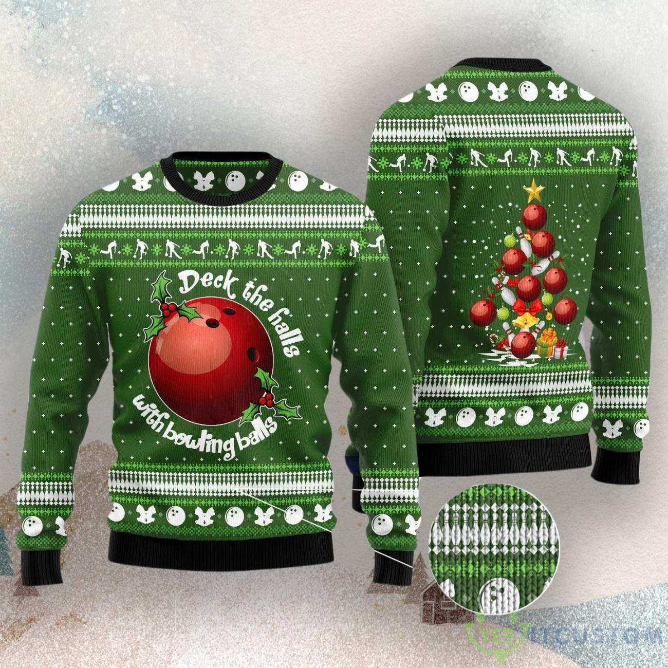 Bowling Ball Christmas Ugly Christmas Sweater 3 Bowling Ball Christmas Ugly Christmas Sweater Product Photo 3