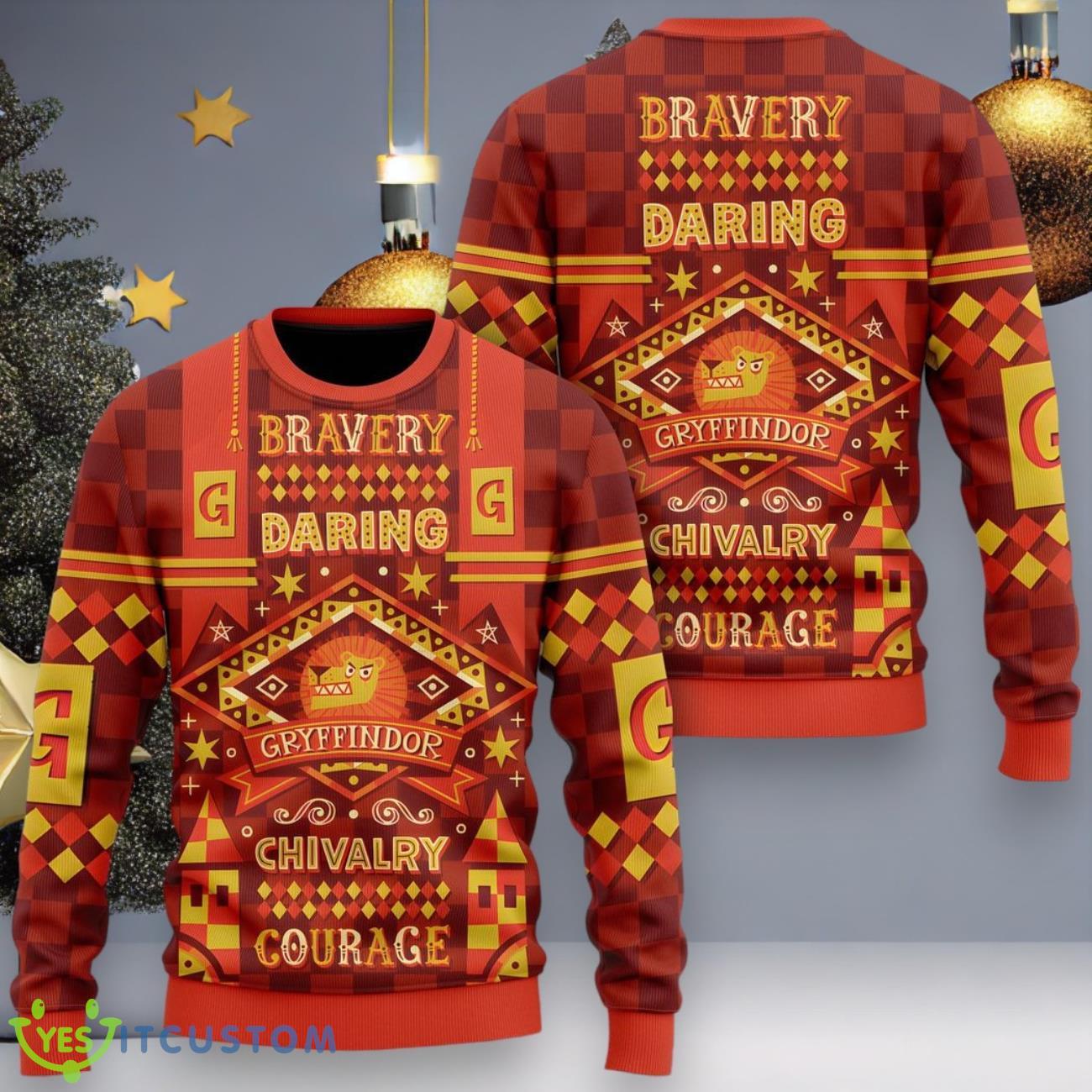 Bravery Daring Gryffindor Chivalry Courage Sweater Christmas 3 Bravery Daring Gryffindor Chivalry Courage Sweater Christmas Product Photo 1