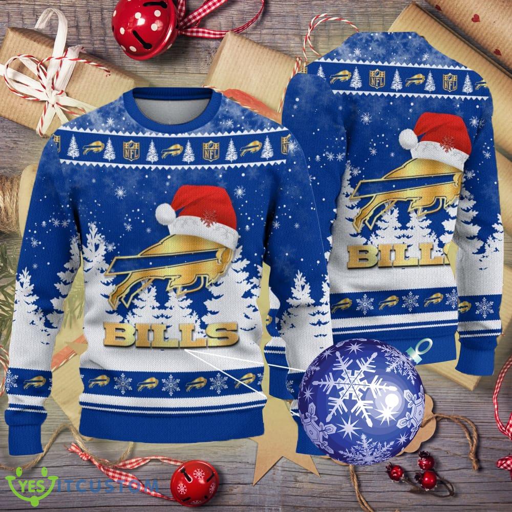 Buffalo Bills Logo Golden Fans Santa Hat Tree Ugly Christmas Sweater AOP 3 Buffalo Bills Logo Golden Fans Santa Hat Tree Ugly Christmas Sweater AOP - Buffalo Bills Logo Golden Fans Santa Hat Tree Ugly Christmas Sweater AOP