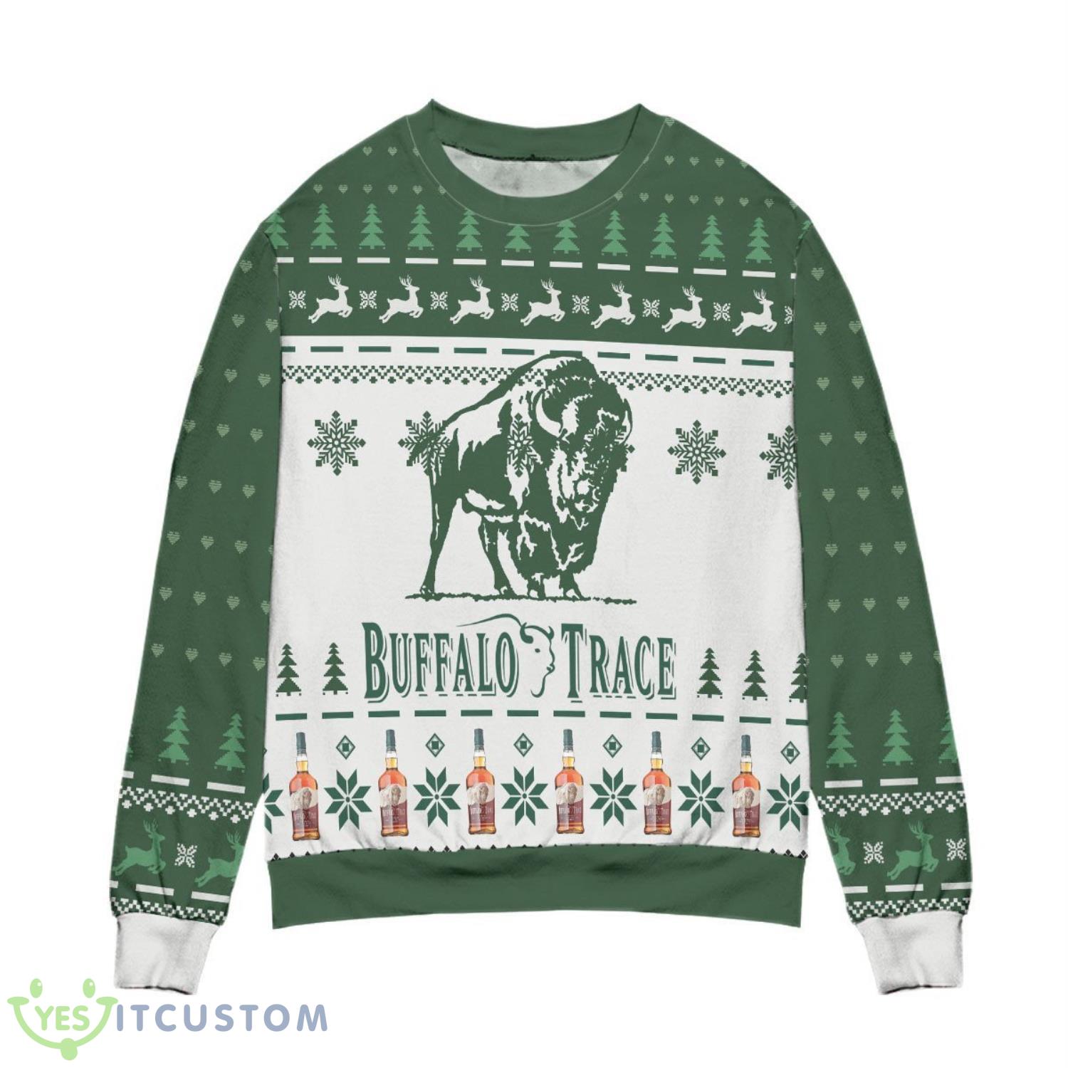 Buffalo Trace Kentucky Straight Bourbon Whiskey Reindeer Pine Tree Pattern Ugly Christmas Sweater 6 Buffalo Trace Kentucky Straight Bourbon Whiskey Reindeer Pine Tree Pattern Ugly Christmas Sweater Product Photo 2