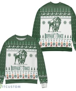 Buffalo Trace Kentucky Straight Bourbon Whiskey Reindeer Pine Tree Pattern Ugly Christmas Sweater Product Photo 1