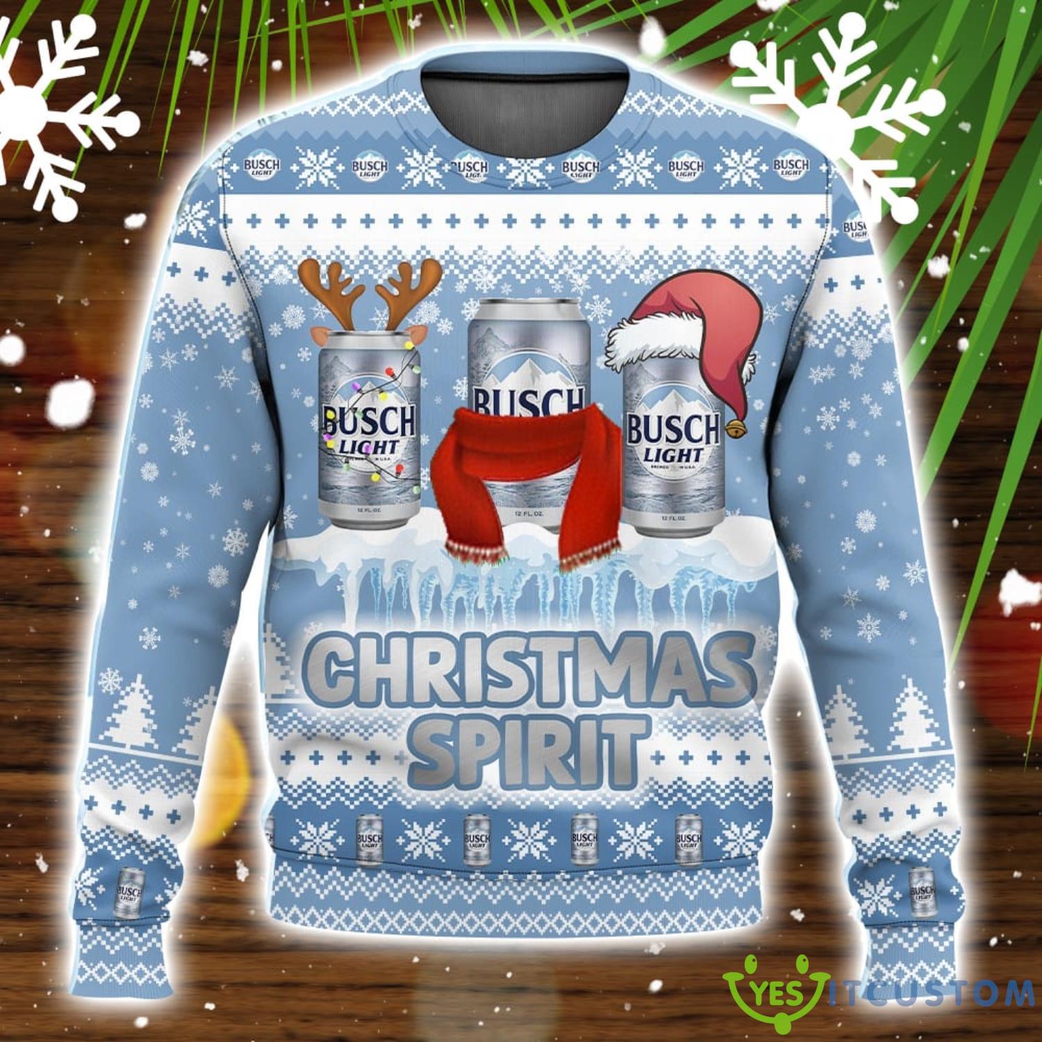 Busch Light Christmas Spirit 3D Ugly Christmas Sweater Men And Women Christmas Gift Sweater 3 Busch Light Christmas Spirit 3D Ugly Christmas Sweater Men And Women Christmas Gift Sweater Product Photo 1
