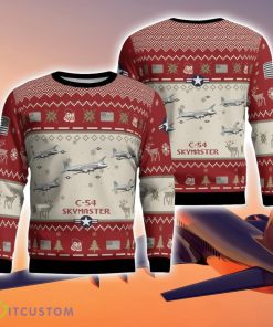 C-54 Skymaster C54 Aircraft Ugly Christmas Sweater Christmas Gift Veteran 3D Sweater Product Photo 1