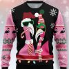 Candy Cane Flamingo Fun Print Crew Neck Christmas Ugly Sweater Product Photo 1