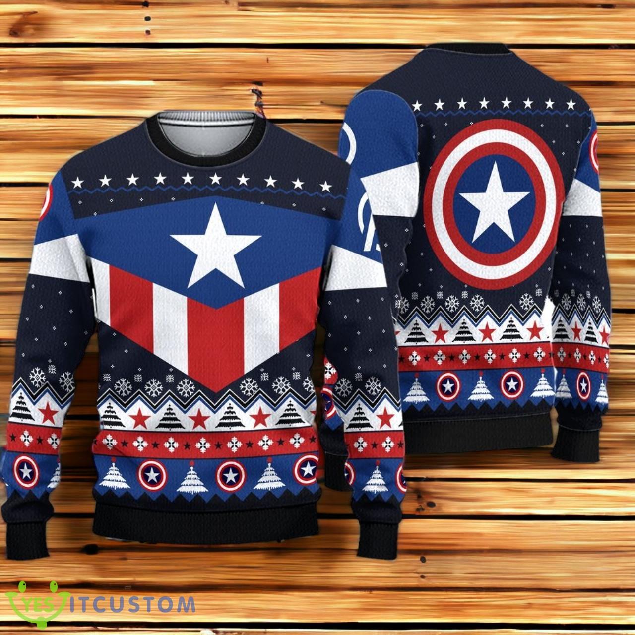Captain Americas Ugly Christmas Ugly Sweater 3 Captain Americas Ugly Christmas Ugly Sweater Product Photo 1
