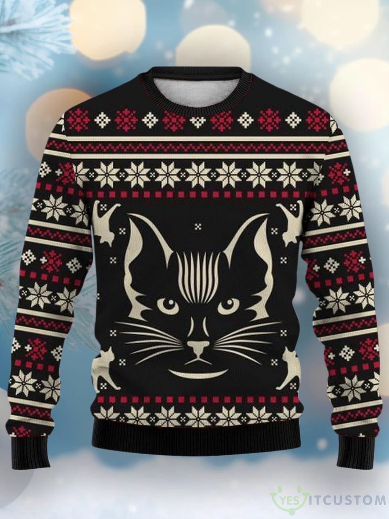 Cartoon Cat Print Crew Neck Ugly Sweater 3 Cartoon Cat Print Crew Neck Ugly Sweater Product Photo 1