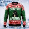 Cats And Coffee Ugly Knitted Christmas Sweatshirt, Christmas Gift For Pet Lover Product Photo 1