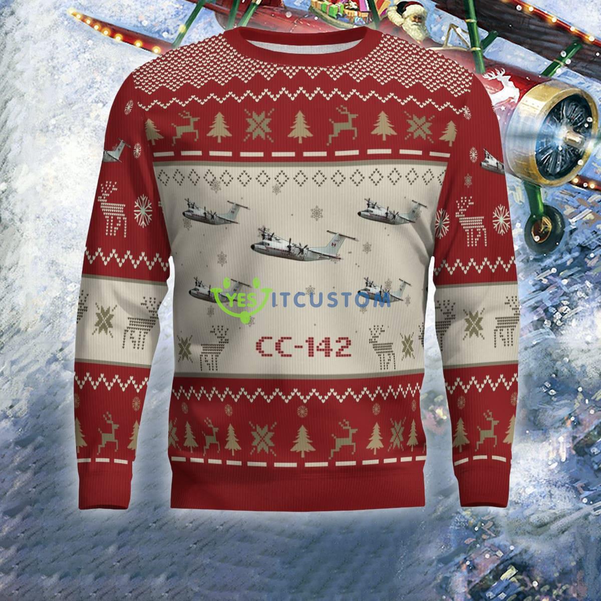 CC-142 CC142 Aircraft Red Ugly Xmas 3D Sweater For Air Force 6 CC-142 CC142 Aircraft Red Ugly Xmas 3D Sweater For Air Force - CC-142 CC142 Aircraft Ugly Christmas Sweater For Men And Women Red Photo 2