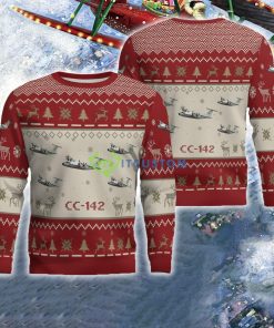 CC-142 CC142 Aircraft Red Ugly Xmas 3D Sweater For Air Force - CC-142 CC142 Aircraft Ugly Christmas Sweater For Men And Women Red Photo 1