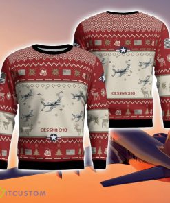 Cessna 310 Aircraft Ugly Christmas Sweater Christmas Gift Veteran 3D Sweater Product Photo 1