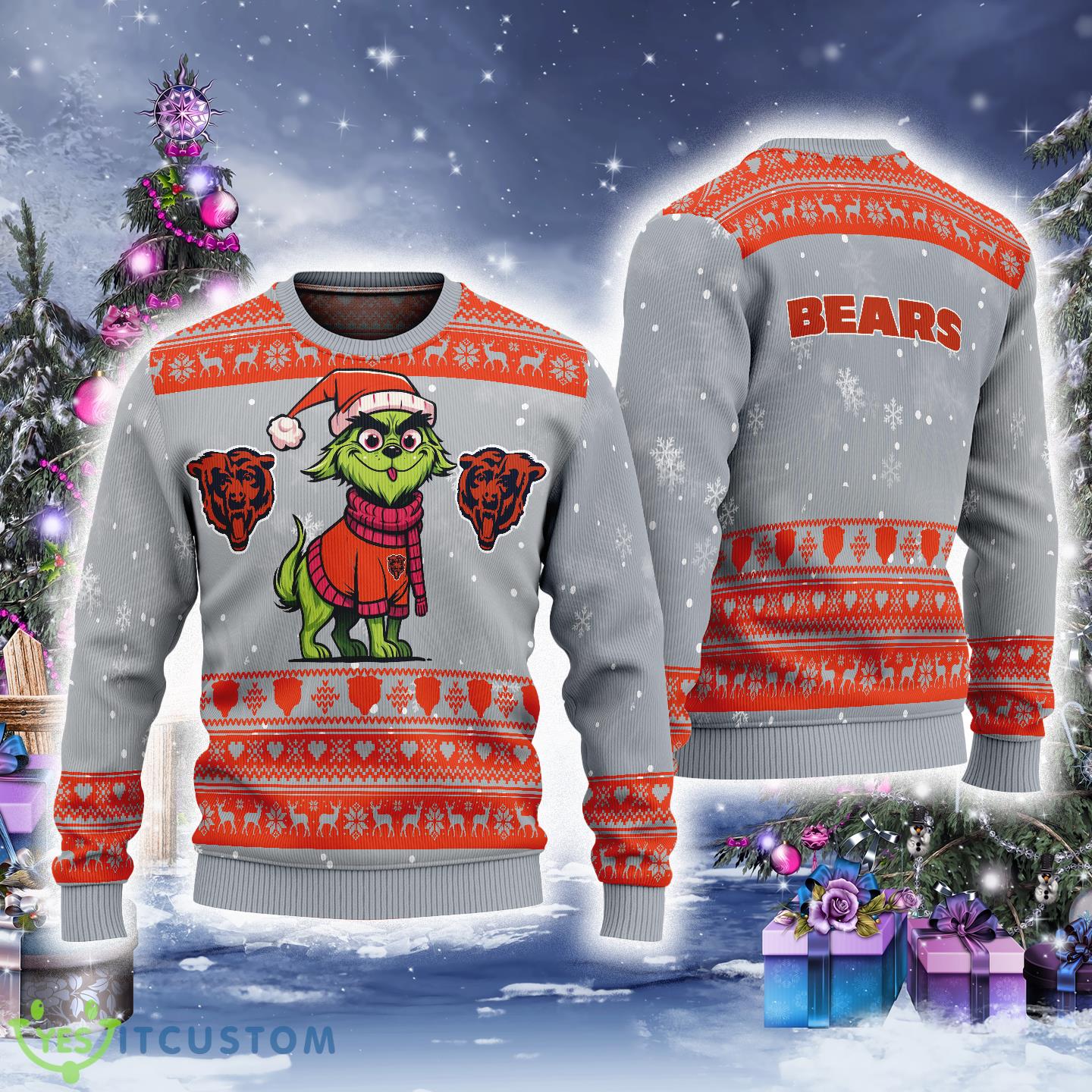 Chicago Bears Dog Custome Grinch Ugly 3D Sweater Cozy For Christmas 3 Chicago Bears Dog Custome Grinch Ugly 3D Sweater Cozy For Christmas - Chicago Bears Dog Custome Grinch Ugly 3D Sweater Cozy For Christmas