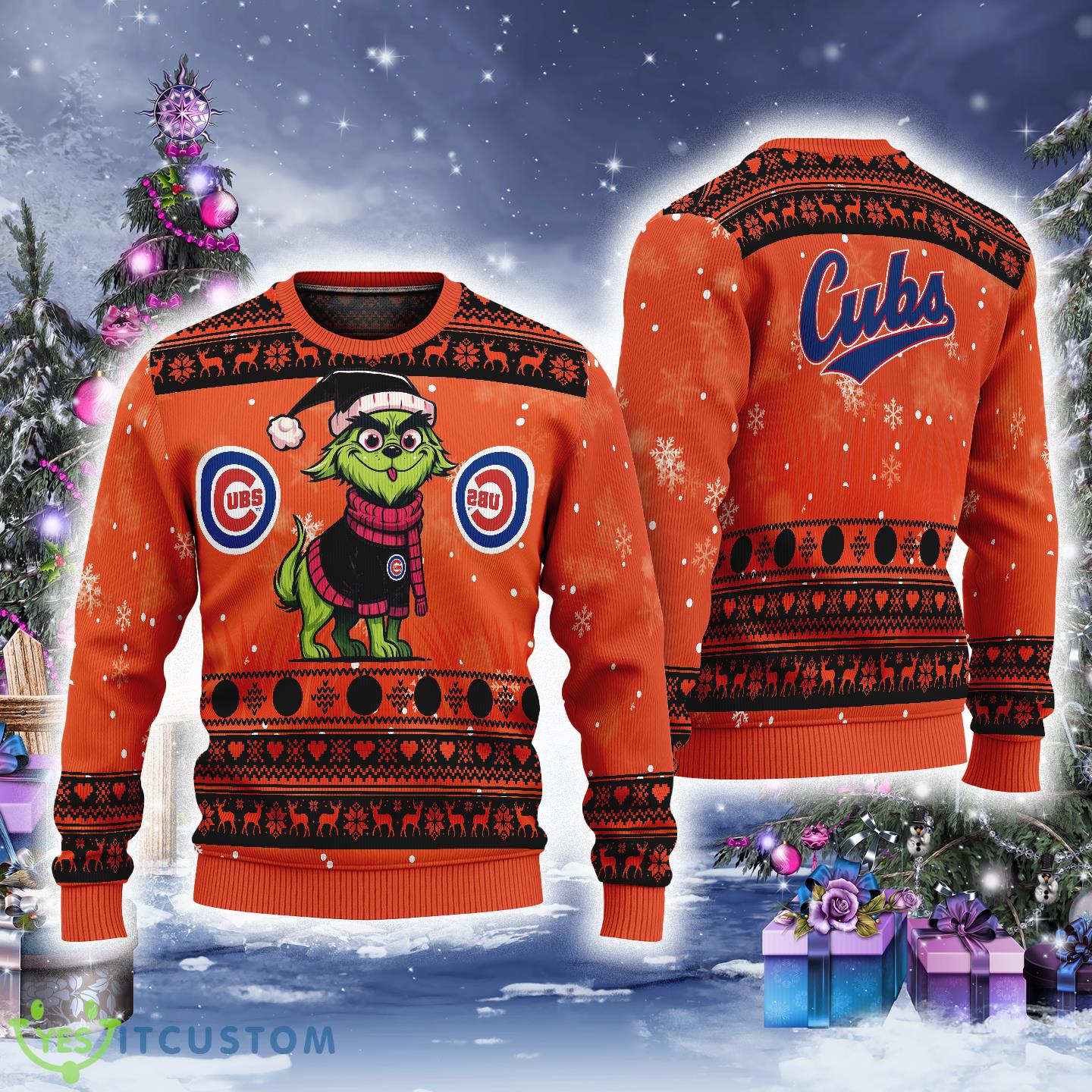 Chicago Cubs Dog Custome Grinch Ugly Sweater Outfit For Christmas 3 Chicago Cubs Dog Custome Grinch Ugly Sweater Outfit For Christmas - Chicago Cubs Dog Custome Grinch Ugly Sweater Outfit For Christmas