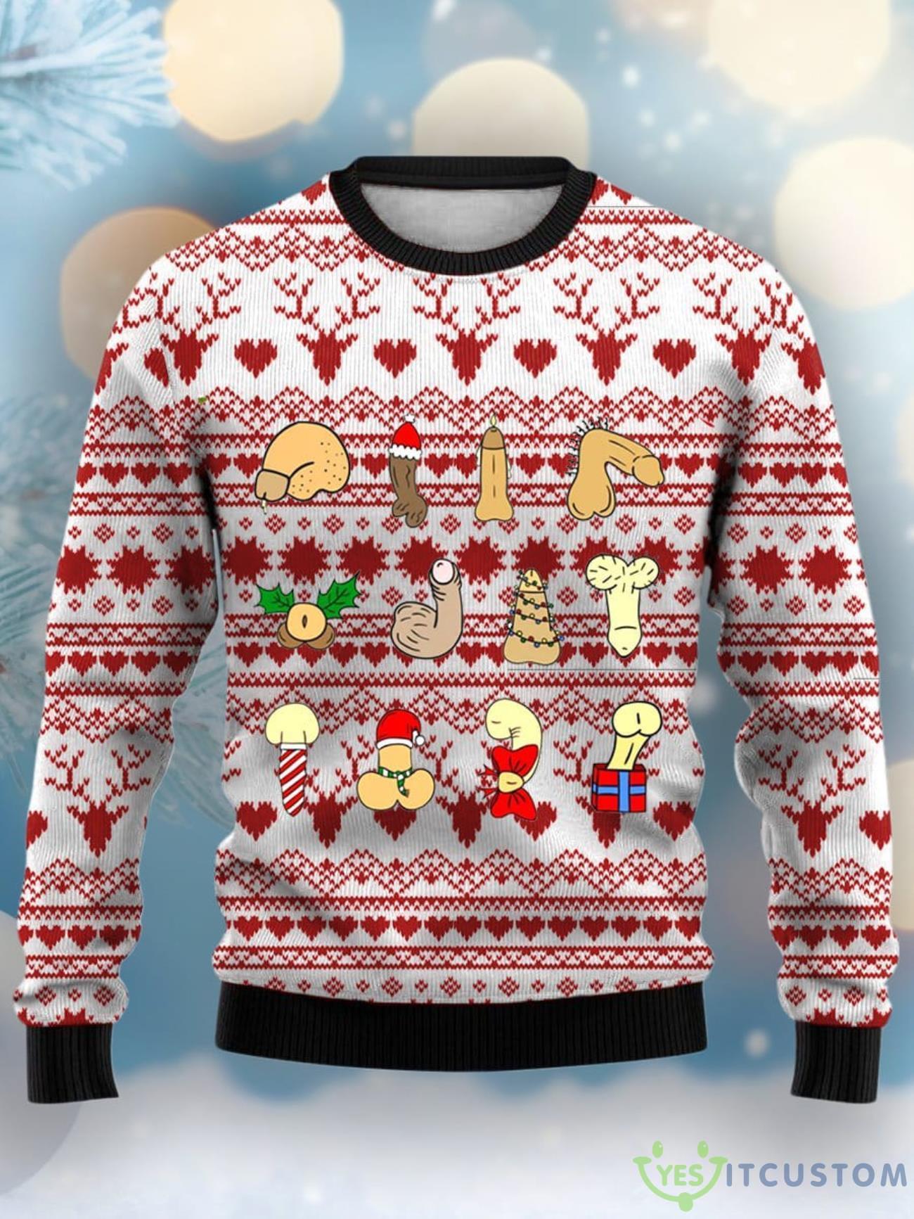 Christmas Cocks Print Casual Crew Neck Ugly Sweater 5 Christmas Cocks Print Casual Crew Neck Ugly Sweater Product Photo 1
