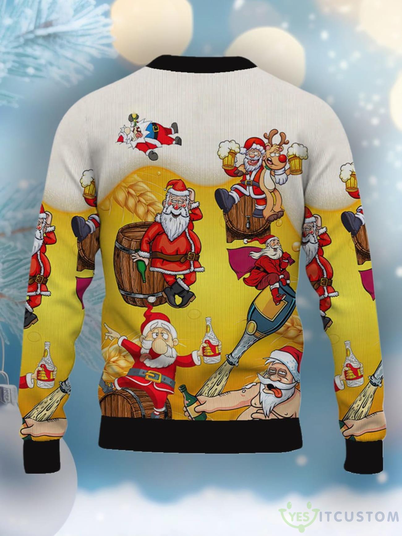 Christmas Fun Beer Cartoon Print Casual Crew Neck Ugly Sweater 6 Christmas Fun Beer Cartoon Print Casual Crew Neck Ugly Sweater Product Photo 2