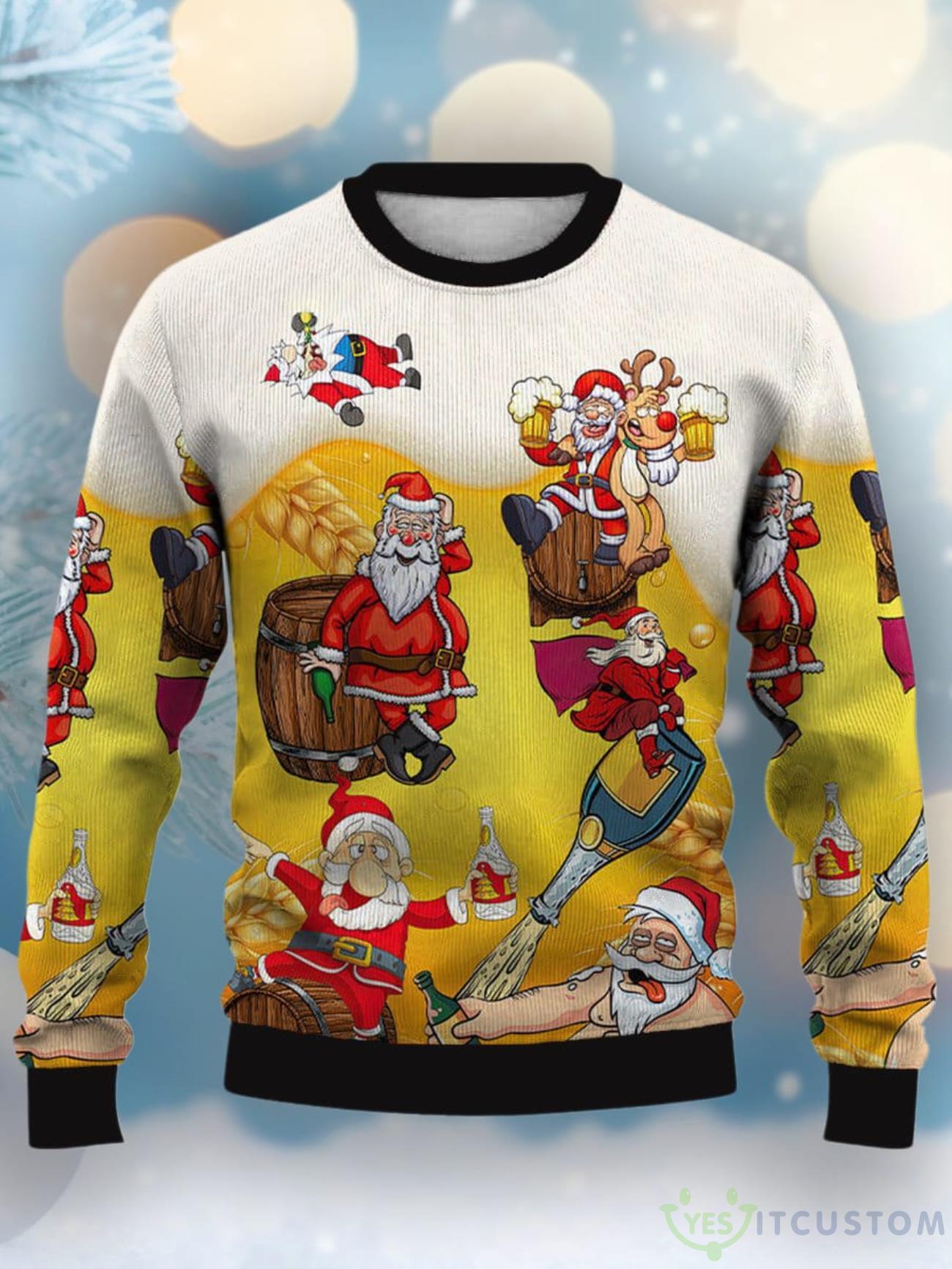 Christmas Fun Beer Cartoon Print Casual Crew Neck Ugly Sweater 5 Christmas Fun Beer Cartoon Print Casual Crew Neck Ugly Sweater Product Photo 1
