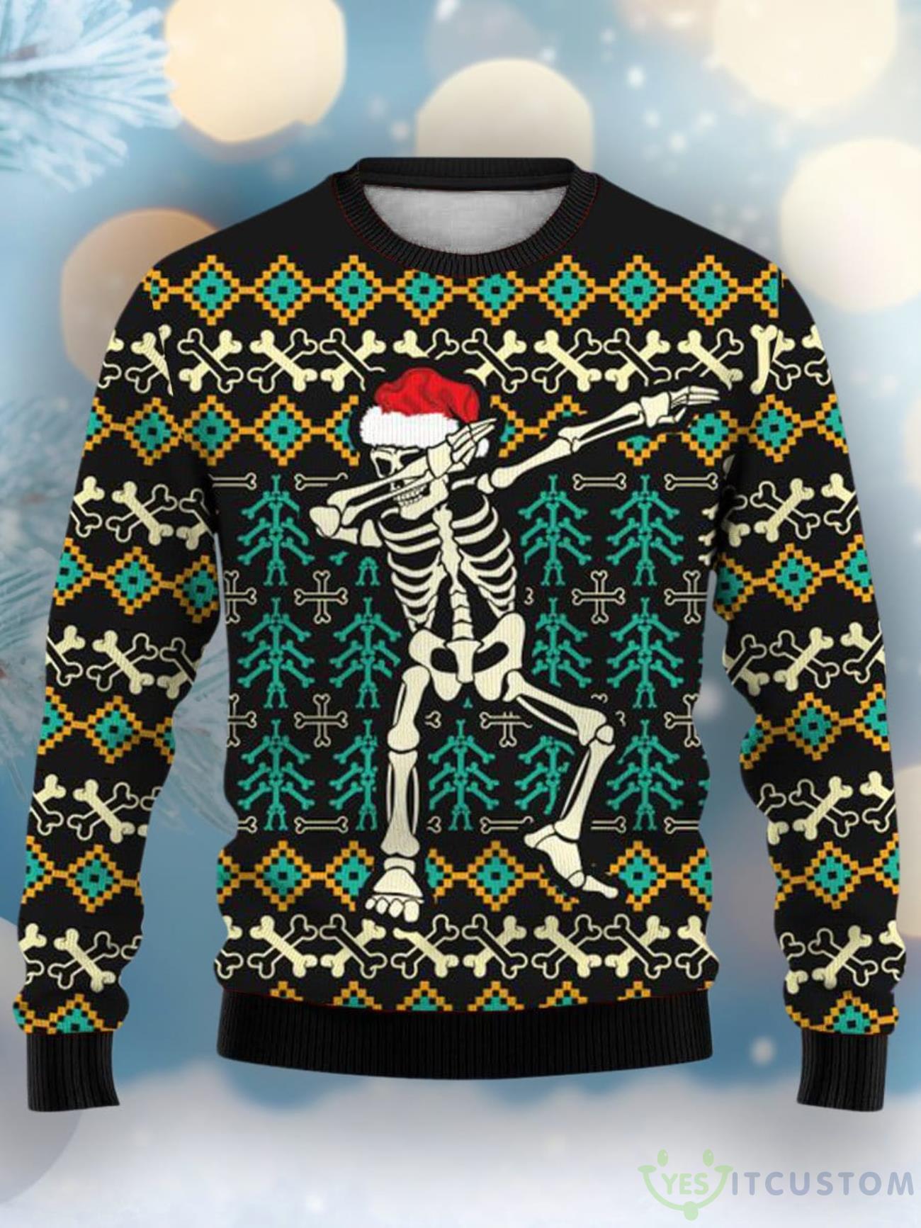 Christmas Fun Skull Print Crew Neck Ugly Sweater 3 Christmas Fun Skull Print Crew Neck Ugly Sweater Product Photo 1