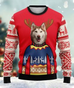 Christmas Puppy Print Casual Crew Neck Ugly Sweater Product Photo 1
