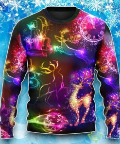 Christmas Reindeer Neon Light Bright Ugly Christmas Sweater 3 Christmas Reindeer Neon Light Bright Ugly Christmas Sweater Product Photo 2