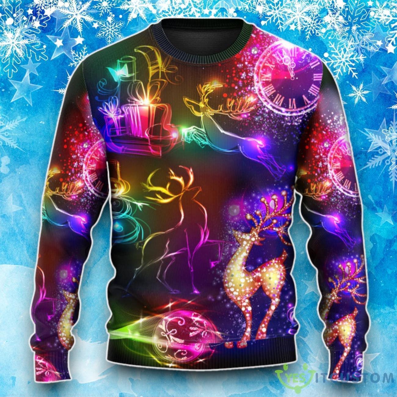 Christmas Reindeer Neon Light Bright Ugly Christmas Sweater 6 Christmas Reindeer Neon Light Bright Ugly Christmas Sweater Product Photo 2