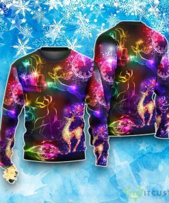 Christmas Reindeer Neon Light Bright Ugly Christmas Sweater Product Photo 1