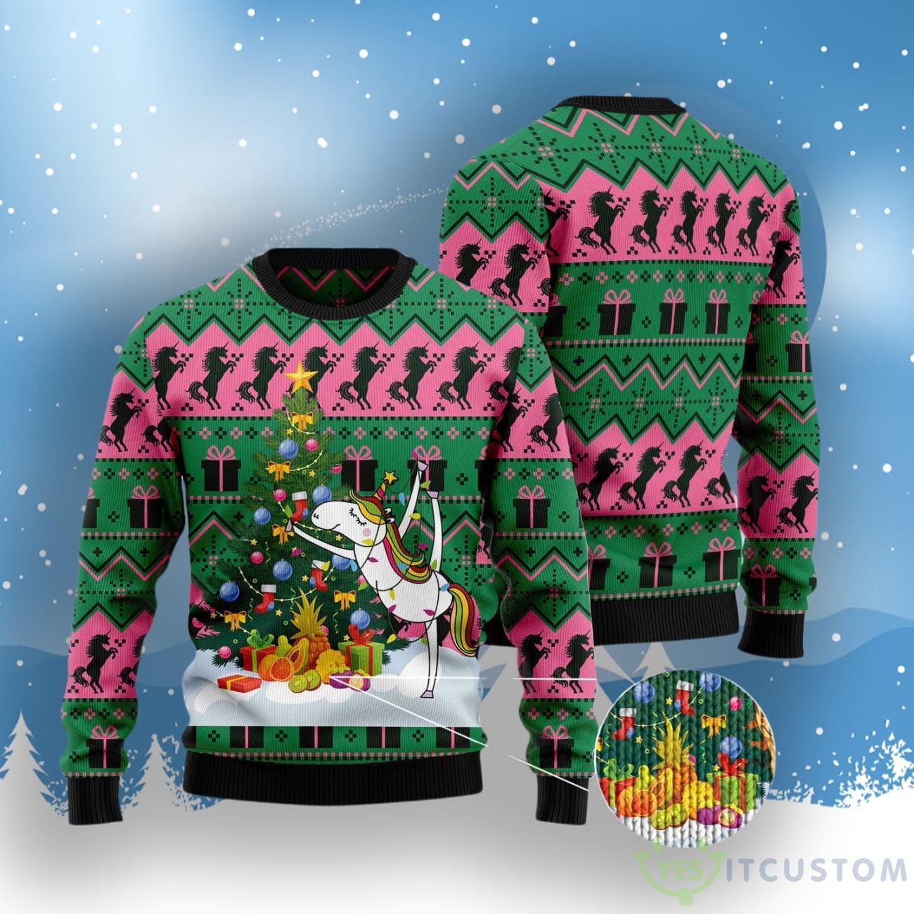 Christmas Tree Unicorn Ugly Christmas Sweater 6 Christmas Tree Unicorn Ugly Christmas Sweater Product Photo 2