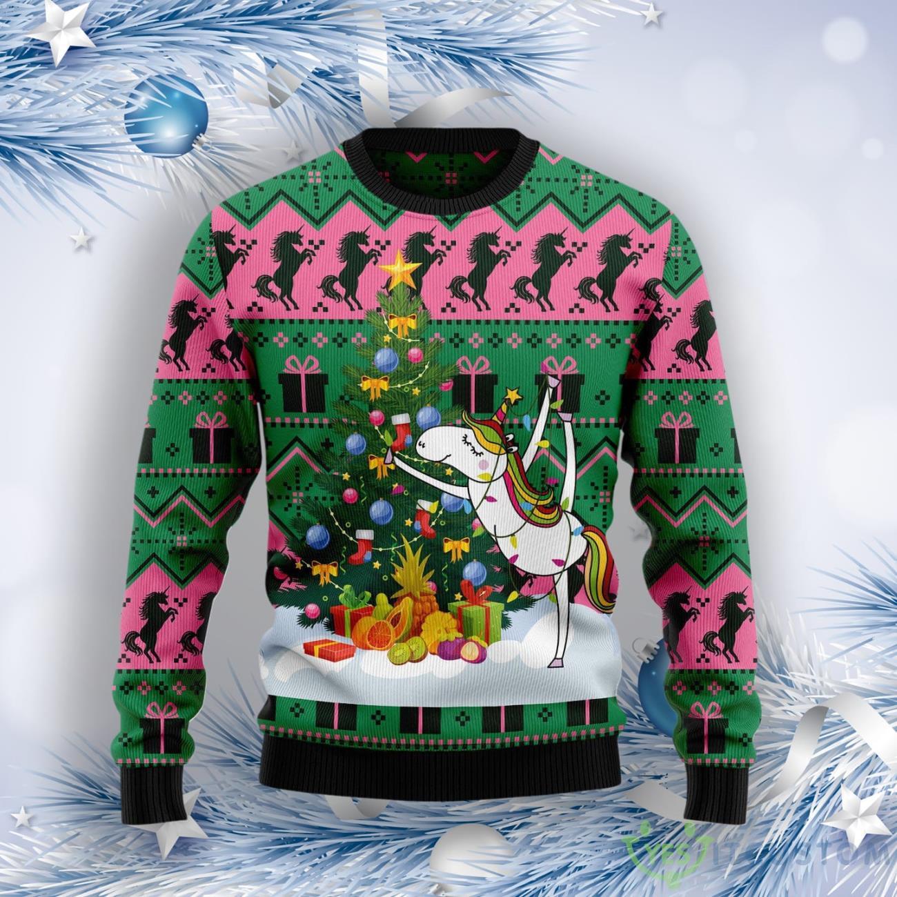 Christmas Tree Unicorn Ugly Christmas Sweater 5 Christmas Tree Unicorn Ugly Christmas Sweater Product Photo 1