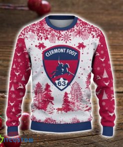 Clermont Foot Auvergne 63 3D Sweater Pine Trees Pattern Ugly Christmas Sweater For Big Fans Product Photo 2