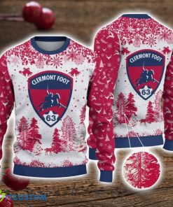 Clermont Foot Auvergne 63 3D Sweater Pine Trees Pattern Ugly Christmas Sweater For Big Fans Product Photo 1