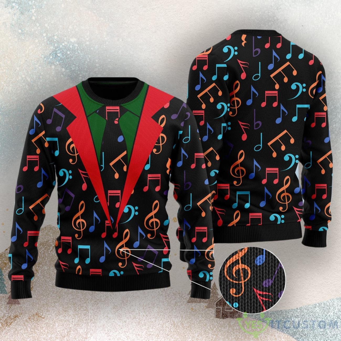 Colorful Music Notes Ugly Christmas Sweater 3 Colorful Music Notes Ugly Christmas Sweater Product Photo 3