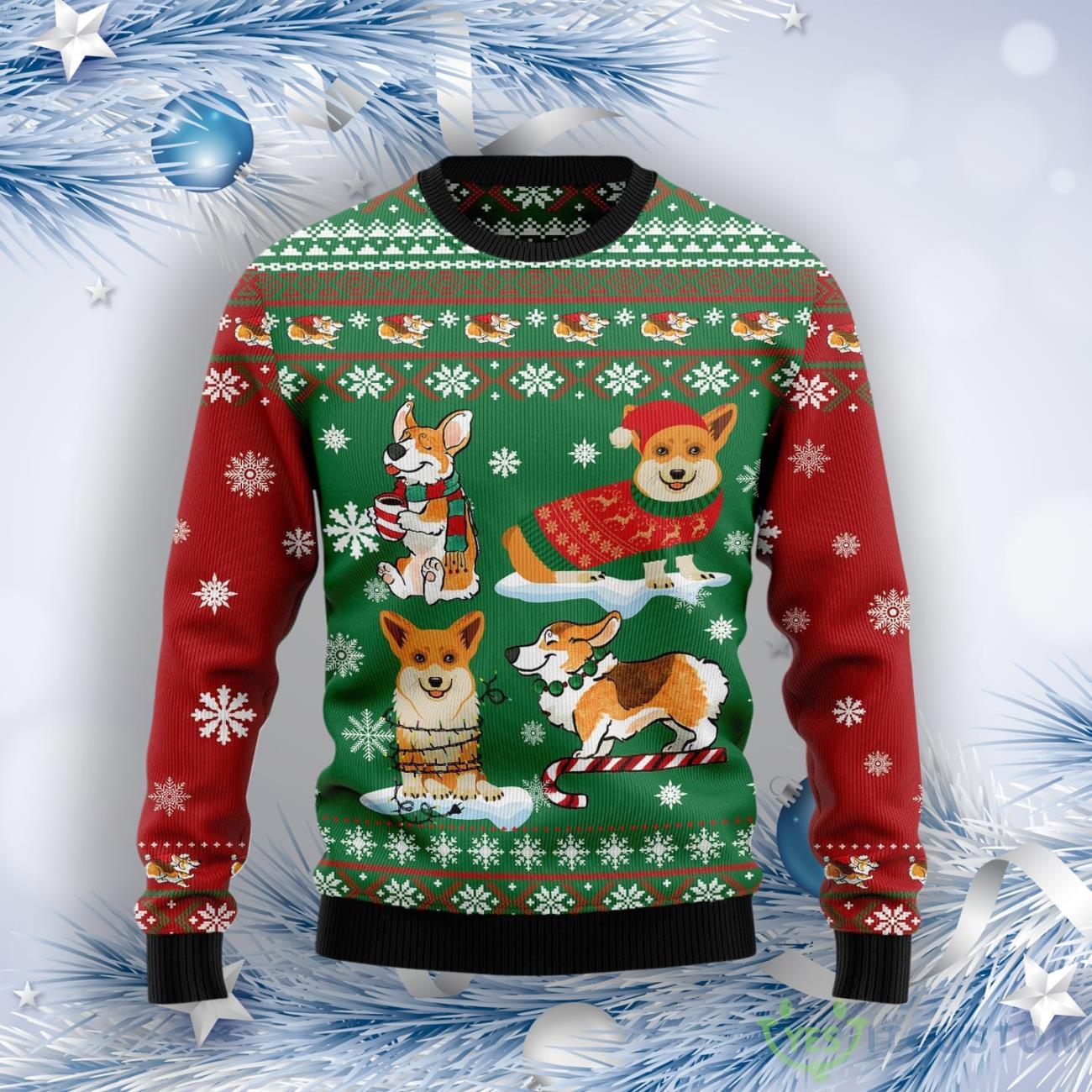 Corgi Snow Day Ugly Christmas Sweater 7 Corgi Snow Day Ugly Christmas Sweater Product Photo 1