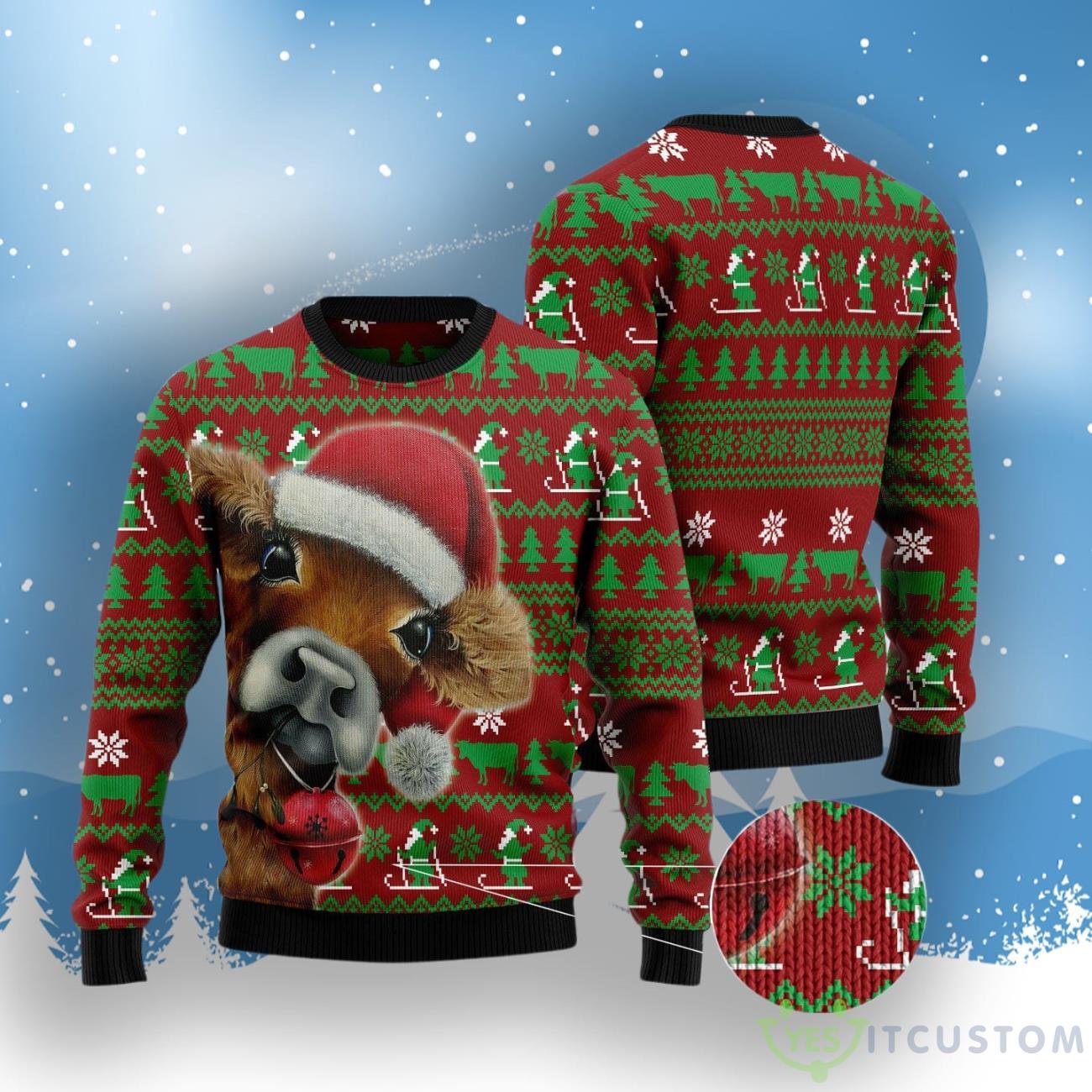 Cow Xmas Ugly Christmas Sweater 8 Cow Xmas Ugly Christmas Sweater Product Photo 2