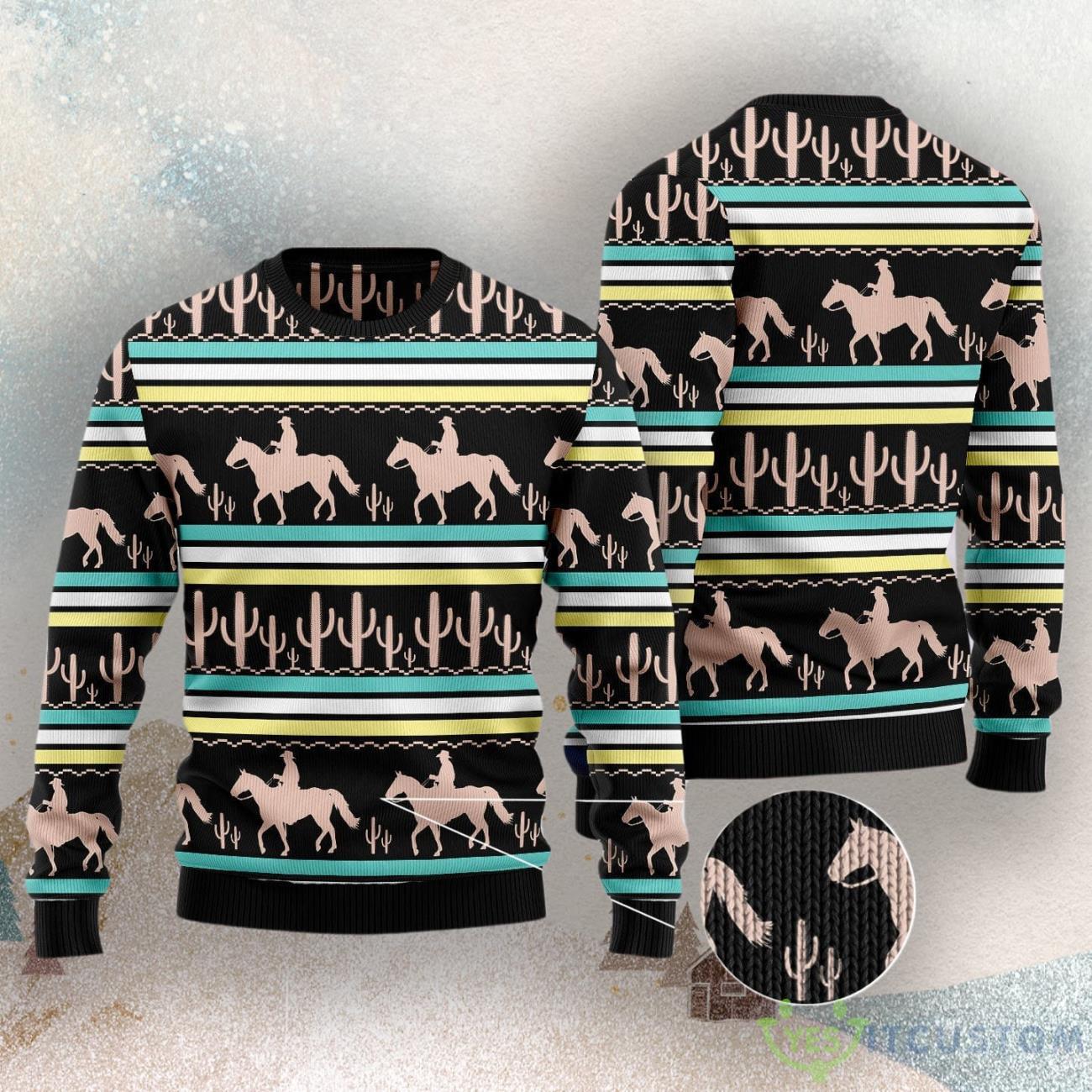 Cowboy Cactus Ugly Christmas Sweater 3 Cowboy Cactus Ugly Christmas Sweater Product Photo 3