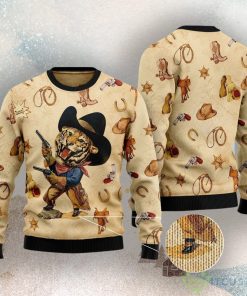 Cowboy Tiger Ugly Christmas Sweater 5 Cowboy Tiger Ugly Christmas Sweater Product Photo 3