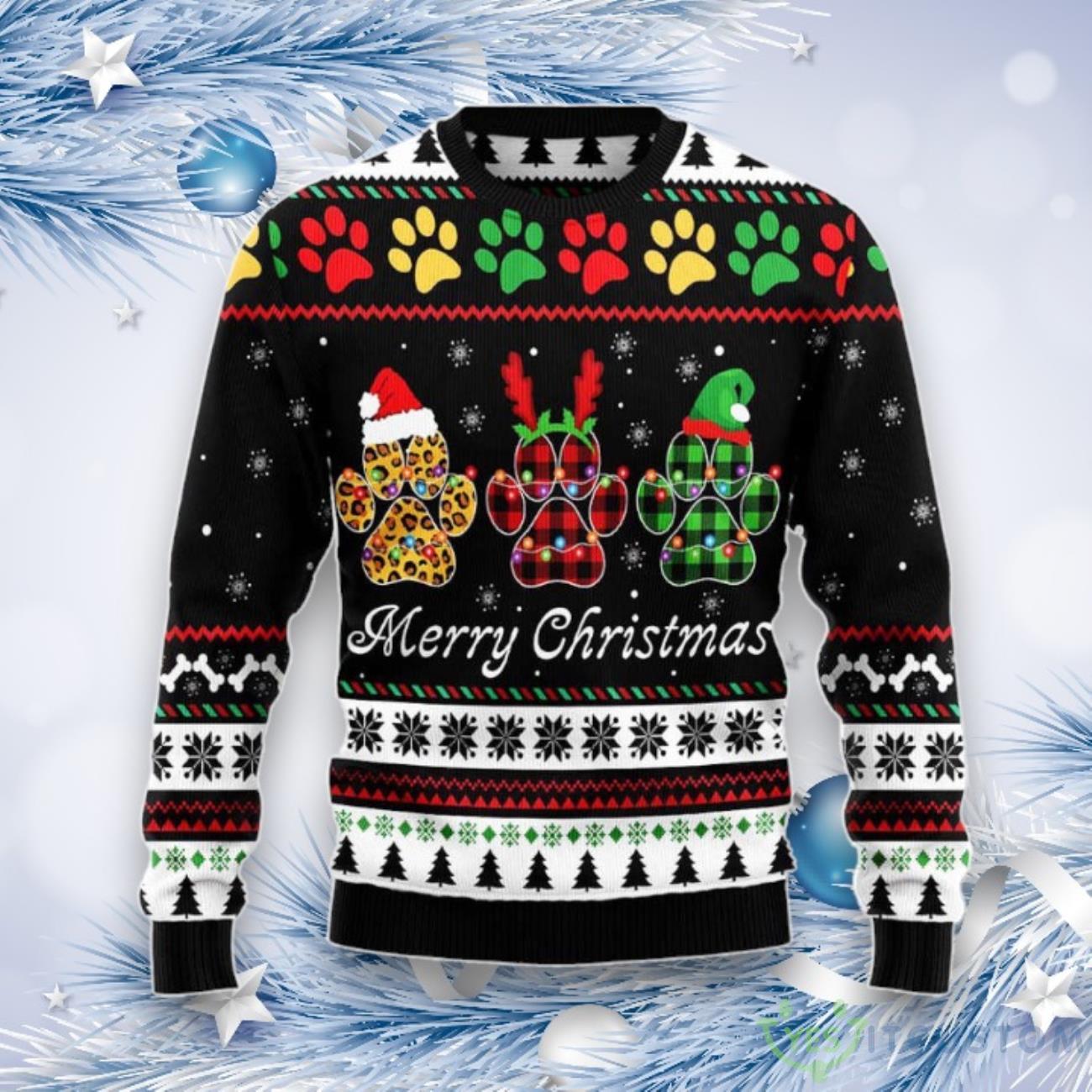 Cozy Dog Paws Xmas Merry Ugly Christmas Sweater – Unisex Knit Wool Sweater 3 Cozy Dog Paws Xmas Merry Ugly Christmas Sweater – Unisex Knit Wool Sweater Product Photo 1