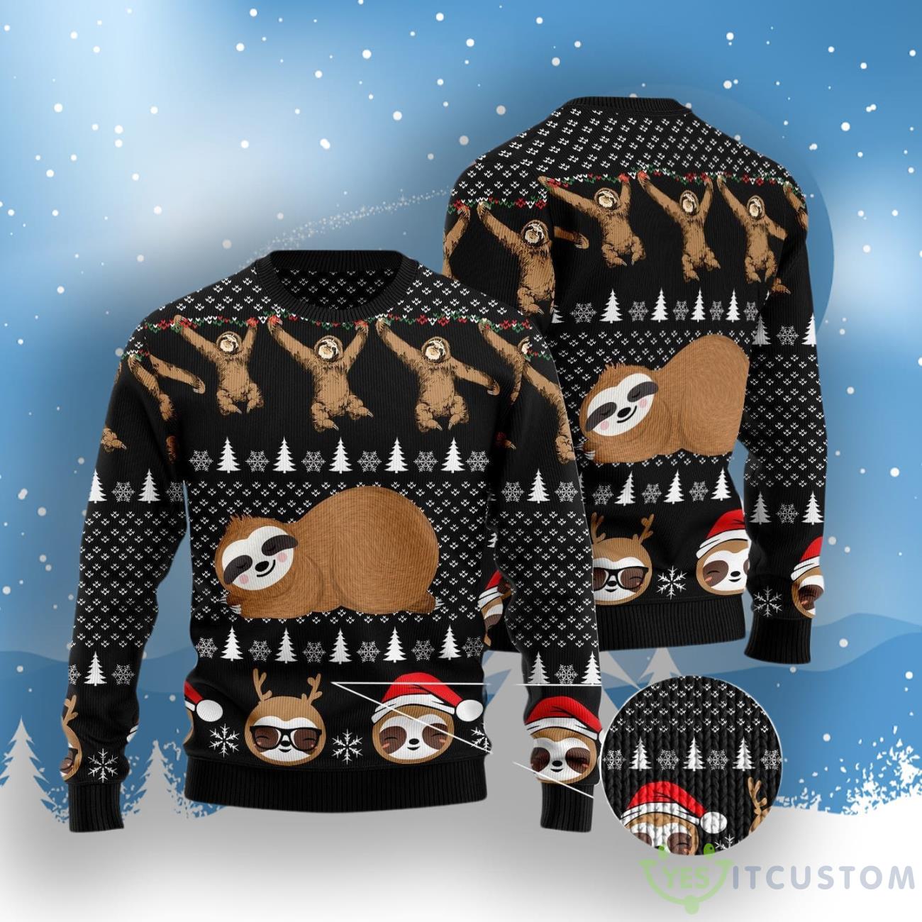 Crazy Sloth Ugly Christmas Sweater 3 Crazy Sloth Ugly Christmas Sweater Product Photo 3