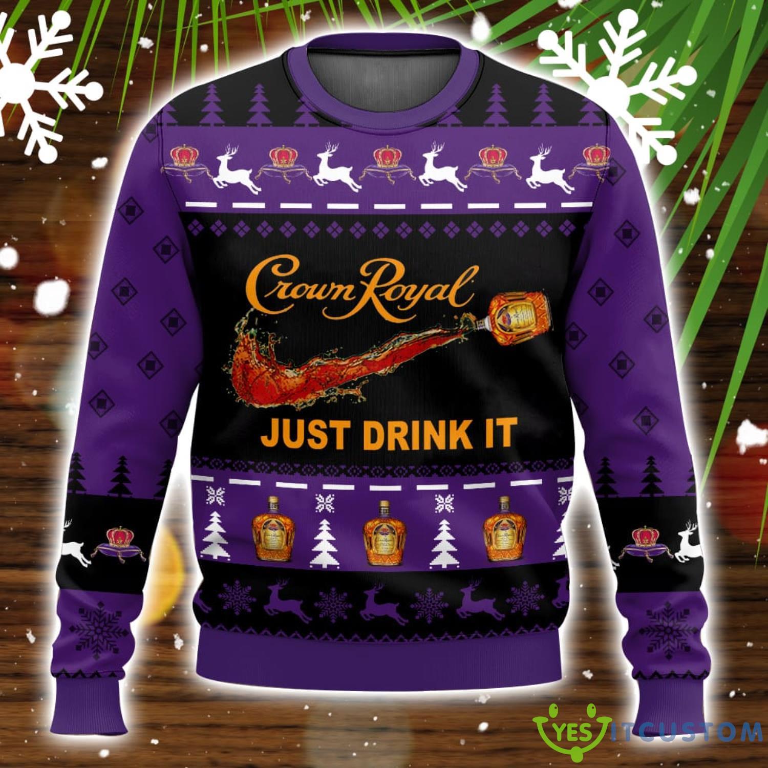 Crown Royal Just Drink It Ugly Christmas Sweater Nice Gift 6 Crown Royal Just Drink It Ugly Christmas Sweater Nice Gift Product Photo 2