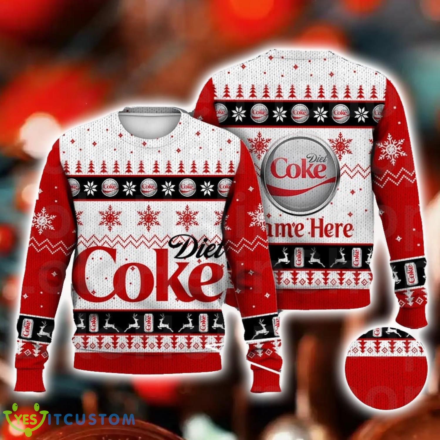 Custom Name Diet Coke Drink Food Ugly Christmas Sweater Drink Christmas Sweater 3 Custom Name Diet Coke Drink Food Ugly Christmas Sweater Drink Christmas Sweater Product Photo 1
