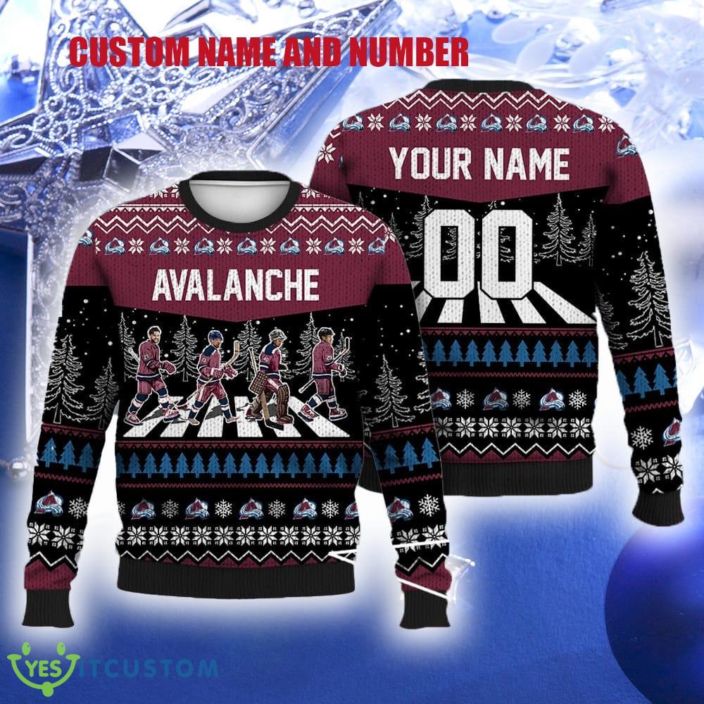 Custom Number And Name Avalanche Walking Abbey Road Ugly Christmas Sweater Ice Hockey Fans Gift Familys 3 Custom Number And Name Avalanche Walking Abbey Road Ugly Christmas Sweater Ice Hockey Fans Gift Familys - Custom Number And Name Avalanche Walking Abbey Road Ugly Christmas Sweater Ice Hockey Fans Gift Familys
