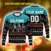 Custom Number And Name Dolphins Walking Abbey Road Ugly Christmas Sweater Football Gift For Fans Christmas - Custom Number And Name Dolphins Walking Abbey Road Ugly Christmas Sweater Football Gift For Fans Christmas
