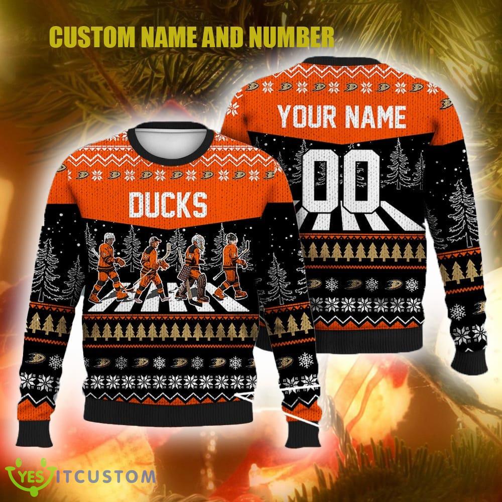 Custom Number And Name Ducks Walking Abbey Road Ugly Christmas Sweater Ice Hockey Gift For Fans Christmas 3 Custom Number And Name Ducks Walking Abbey Road Ugly Christmas Sweater Ice Hockey Gift For Fans Christmas - Custom Number And Name Ducks Walking Abbey Road Ugly Christmas Sweater Ice Hockey Gift For Fans Christmas
