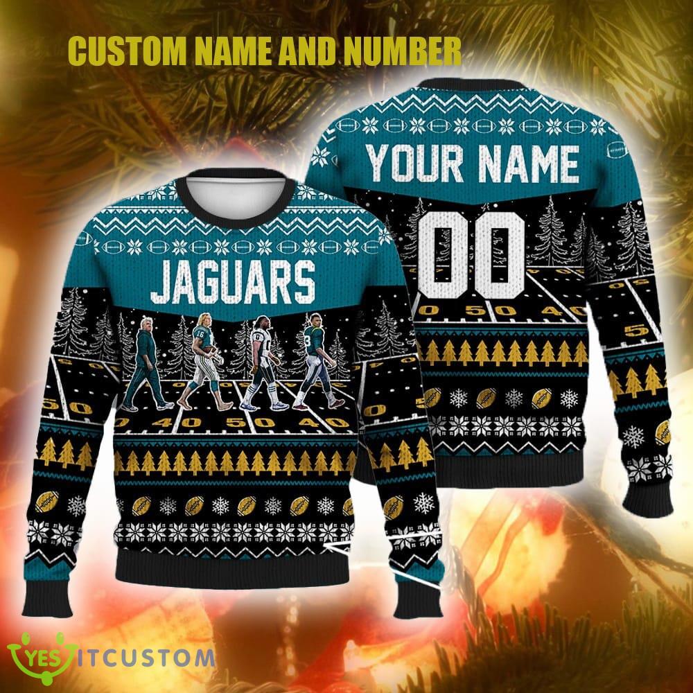Custom Number And Name Jaguars Dolphins Walking Abbey Road Ugly Christmas Sweater Football Gift For Fans Christmas 3 Custom Number And Name Jaguars Dolphins Walking Abbey Road Ugly Christmas Sweater Football Gift For Fans Christmas - Custom Number And Name Jaguars Dolphins Walking Abbey Road Ugly Christmas Sweater Football Gift For Fans Christmas
