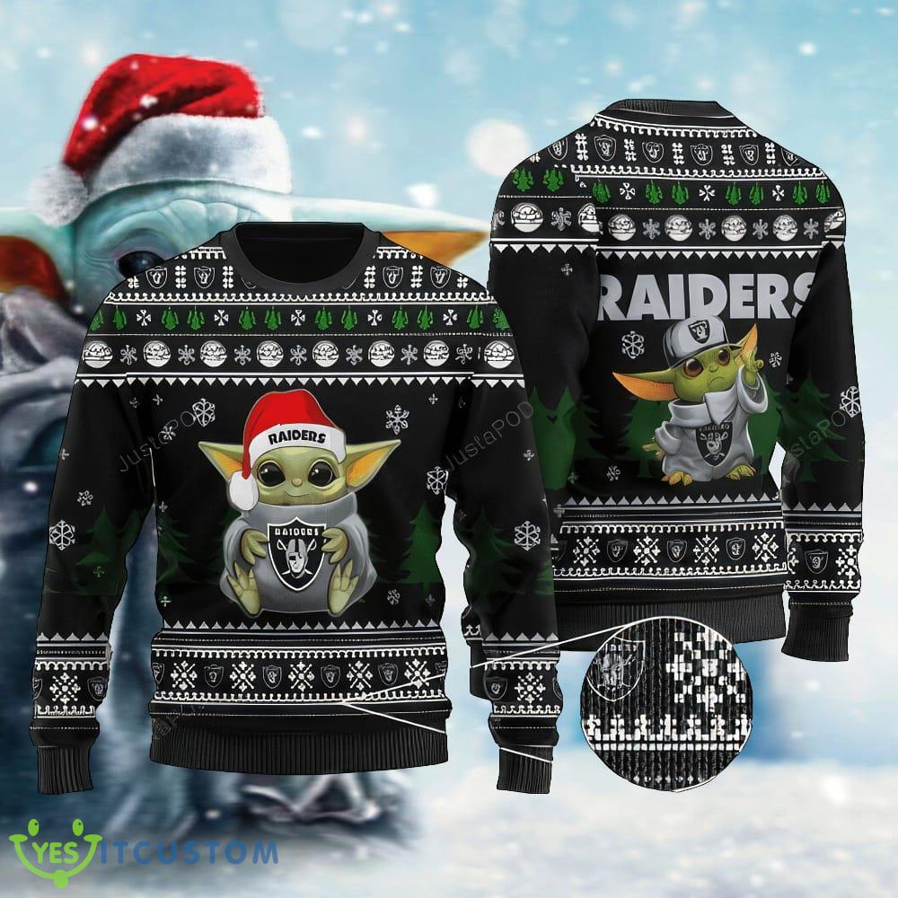 Cute Baby Yoda NFL Las Vegas Raiders Woven Knitted Christmas Sweater For Men And Women 3 Cute Baby Yoda NFL Las Vegas Raiders Woven Knitted Christmas Sweater For Men And Women - Cute Baby Yoda NFL Las Vegas Raiders Woven Knitted Christmas Sweater For Men And Women