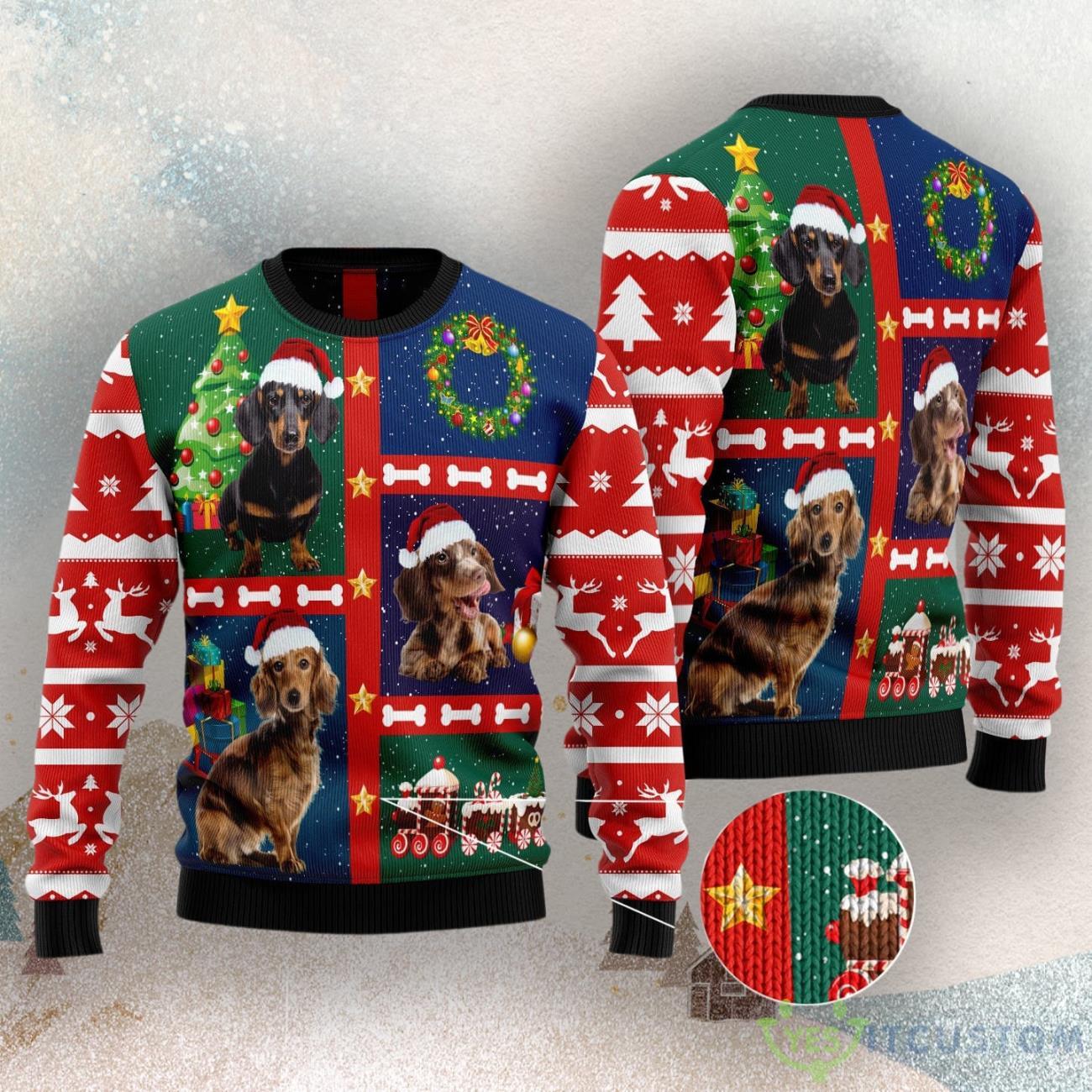 Cute Dachshund Ugly Christmas Sweater 3 Cute Dachshund Ugly Christmas Sweater Product Photo 1