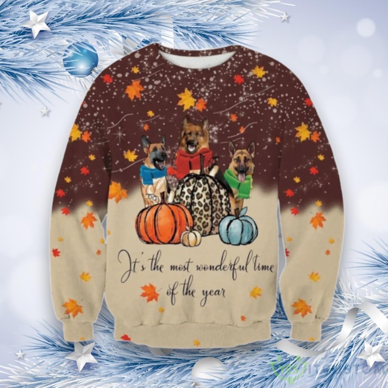 Cute German Shepherd Dog Thanksgiving Ugly Christmas Sweater, Gift For Christmas 3 Cute German Shepherd Dog Thanksgiving Ugly Christmas Sweater, Gift For Christmas Product Photo 1