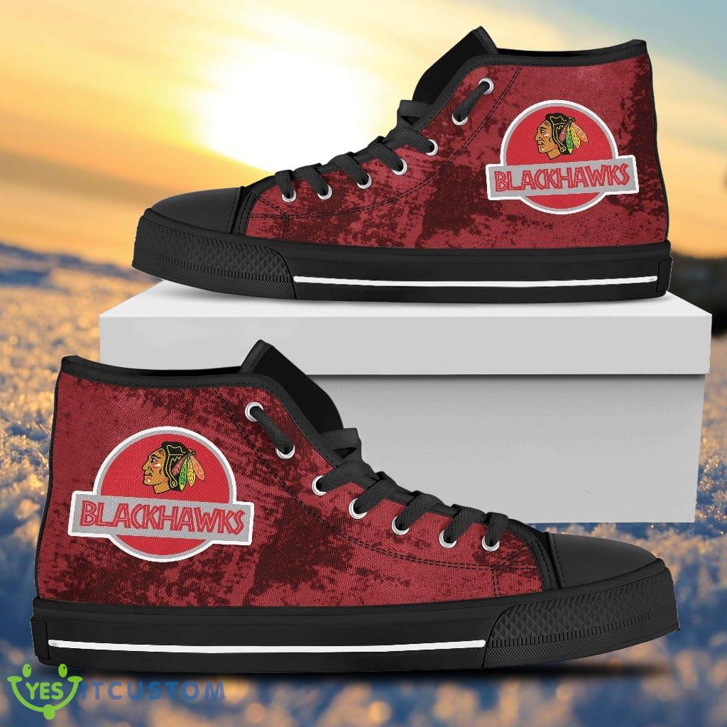 Cute Jurassic Park Chicago Blackhawks High Top Shoes Gift For Passionate Fans 2 Cute Jurassic Park Chicago Blackhawks High Top Shoes Gift For Passionate Fans Product Photo 1